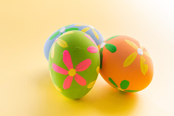 Easter eggs many color and easter background