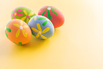 Easter eggs many color and easter background