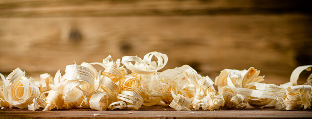 Wooden shavings on the table.