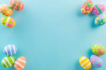 Easter eggs many color and easter background