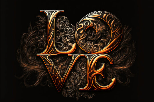 Celtic ornament sign of a word "LOVE", Generative AI