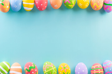 Easter eggs many color and easter background