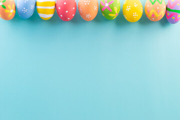 Easter eggs many color and easter background