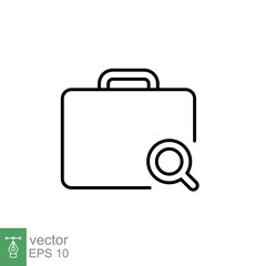 Search job vacancy icon. Simple outline style. Magnifying glass, find people employer business concept. Hire candidate, recruit, competition line symbol. Vector illustration. EPS 10.