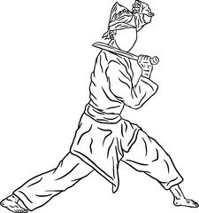 illustration silhouette artline pencak silat