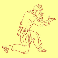 illustration silhouette artline pencak silat