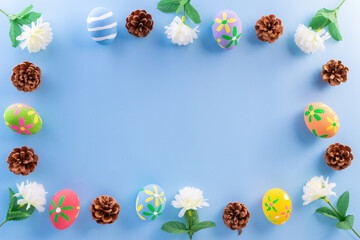 Easter eggs many color and easter background