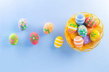 Easter eggs many color and easter background