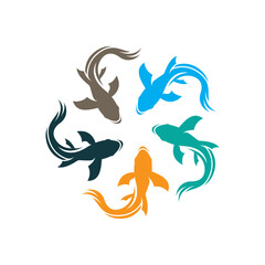 Fish logo icon template creative