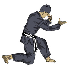 illustration character of pencak silat fighter vector 