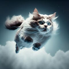 Flying Cat Illustration Generated by Artificial Intelligence