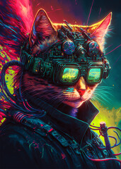futuristic gamer cat