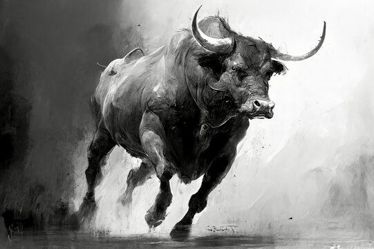 Bull Dashing Sketch
