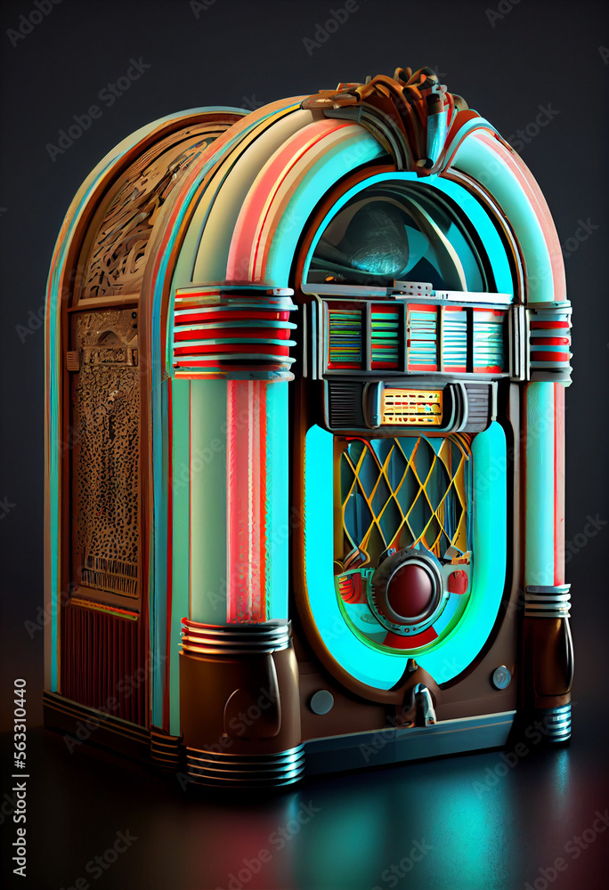Poster minimalism vintage jukebox retro style concept. background pattern for design.