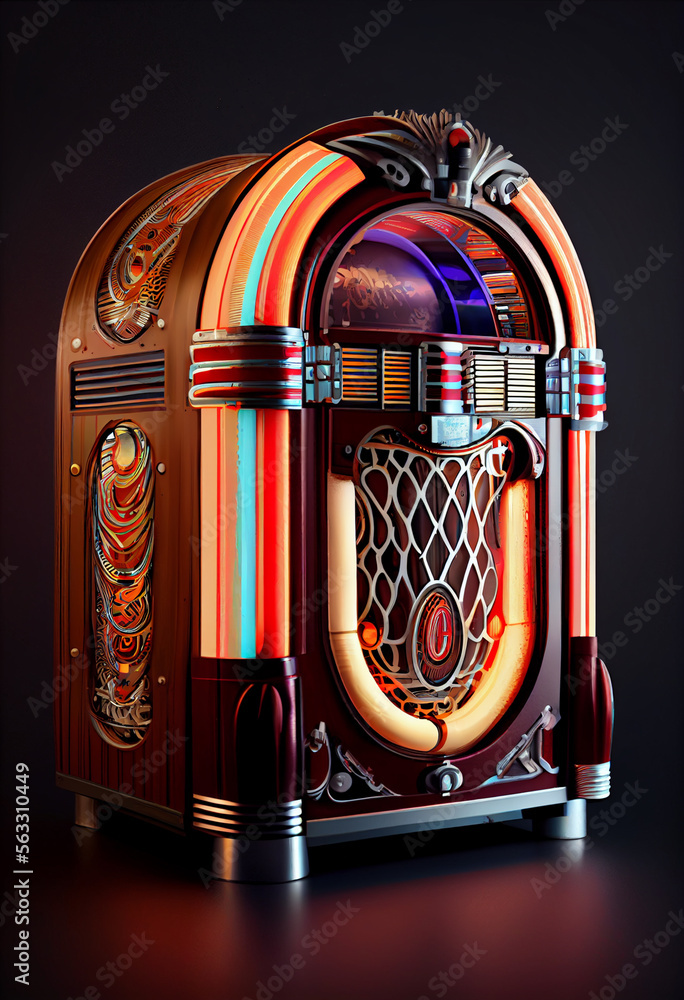 Poster minimalism vintage jukebox retro style concept. background pattern for design.
