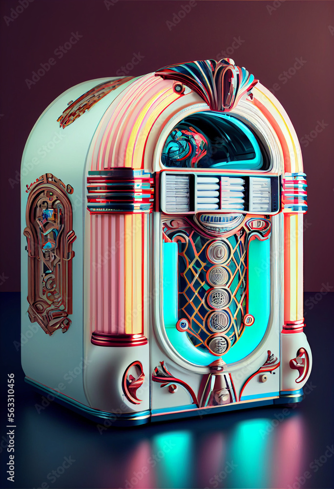 Poster minimalism vintage jukebox retro style concept. background pattern for design.