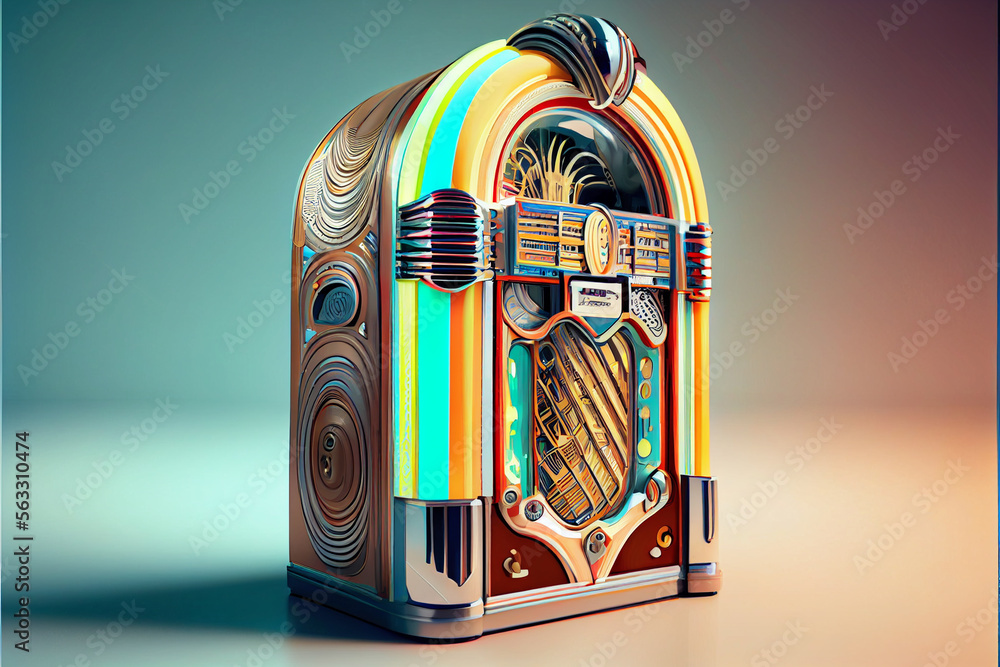 Poster minimalism vintage jukebox retro style concept. background pattern for design.