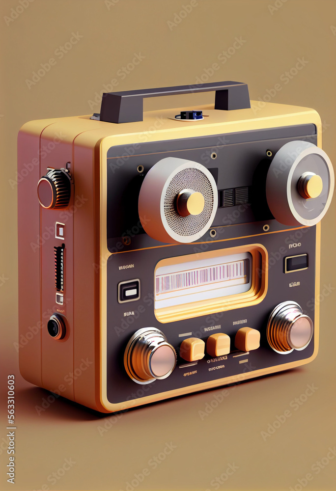 Aufkleber Minimalism Old Audio Recorder retro style concept. Background pattern for design.