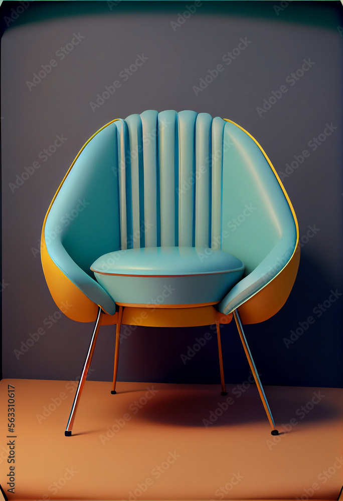 Poster minimalism chair retro style concept. background pattern for design.