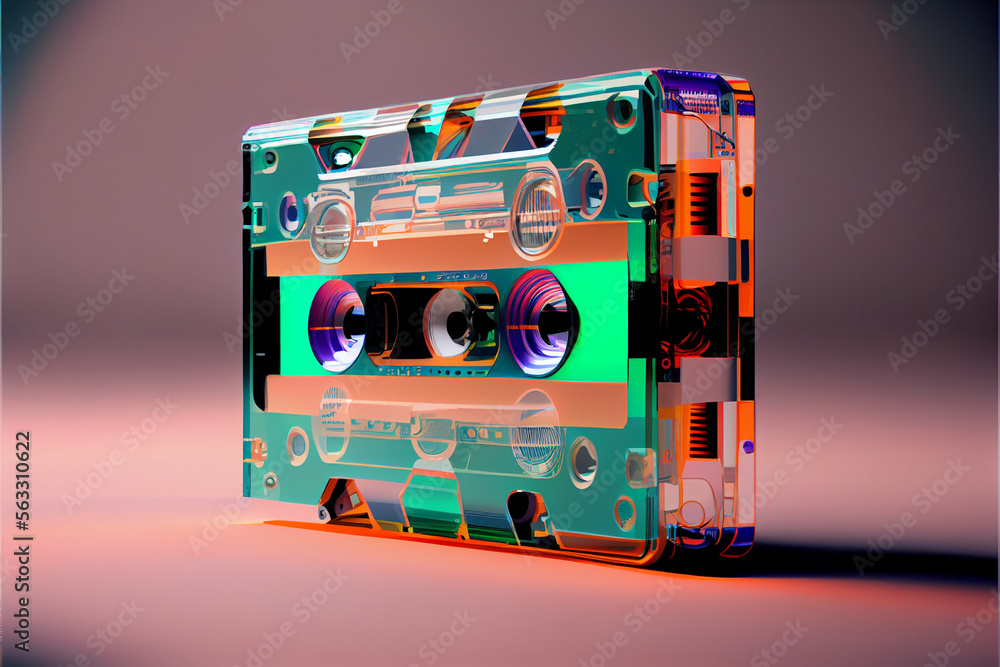 Poster minimalism transparent cassette retro style concept.