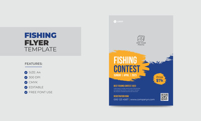 Fishing contest flyer template editable fishing poster design 