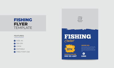Fishing contest flyer template editable fishing poster design 