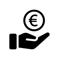 Hand icon with euro coin