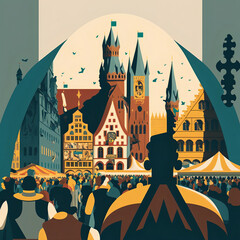 Obraz premium illustration oktoberfest munich germany. Generative AI.