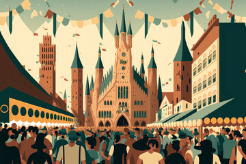 Fototapeta premium illustration oktoberfest munich germany. Generative AI.