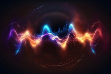 Abstract Sound waves. Frequency audio waveform, music wave HUD interface elements, voice graph signal cyberpunk, Generative ai
