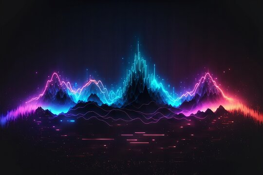 Abstract Sound waves. Frequency audio waveform, music wave HUD interface elements, voice graph signal cyberpunk, Generative ai
