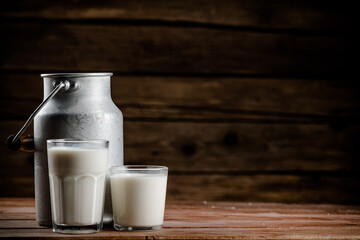 A glass of homemade village milk. 
