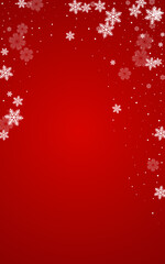Fototapeta na wymiar Silver Snowflake Vector Red Background. Falling