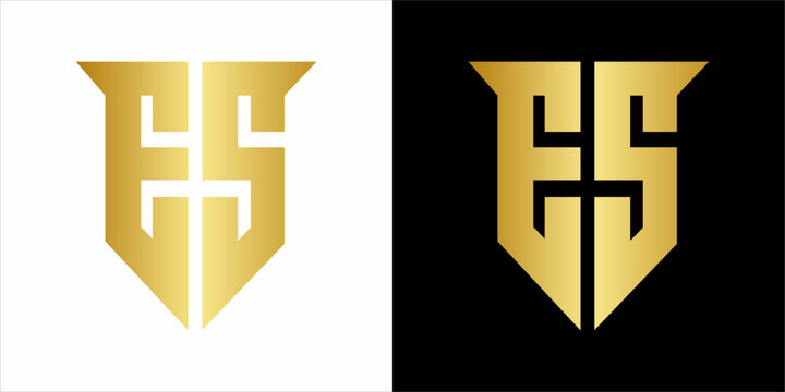 S. E Mono gram logo, gold vintage vlack in white backgorund