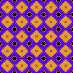 purple and yellow seamless geometric ethnic pattern 
