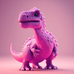 Pink dino,  rose colored dinosaurus or dragon, Cute pastel pink dino, on an onfocused bokeh background banner, created with generative ai 