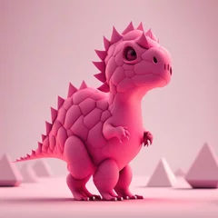 Photo sur Plexiglas Dinosaures Pink dino,  rose colored dinosaurus or dragon, Cute pastel pink dino, on an onfocused bokeh background banner, created with generative ai 