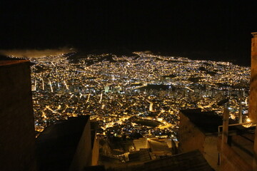 Panoramic night view of La Paz city in Bolivia