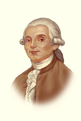 Portrait of a man scientist wig Pigtail banker