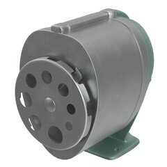 3D rendering illustration of a vintage desktop pencil sharpener