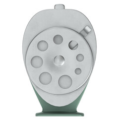 3D rendering illustration of a vintage desktop pencil sharpener