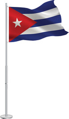 Isolated waving national flag of Cuba on flagpole