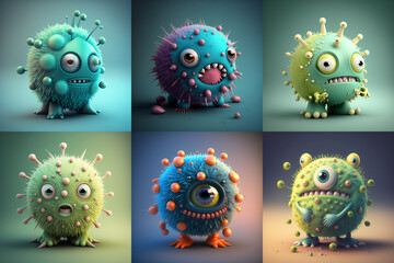 Cute virus monster - obrazy, fototapety, plakaty