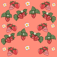 seamless pattern with strawberries seamless pattern with berries seamless pattern with red berries seamless pattern with leaves seamless pattern with hearts and strawberry