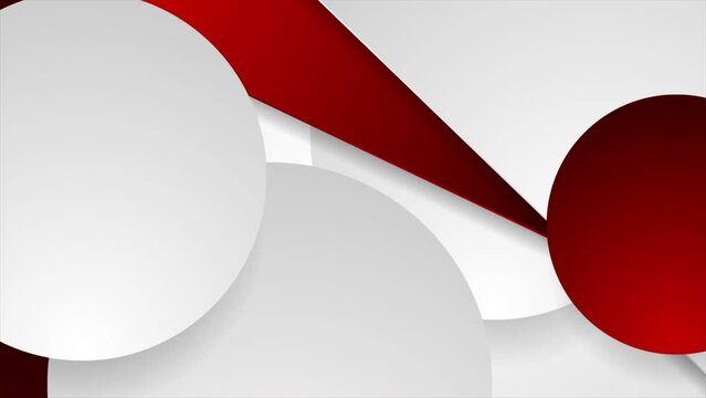 High contrast red and grey geometric background with circles. Seamless looping abstract corporate motion design. Video animation Ultra HD 4K 3840x2160