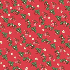 seamless pattern with red flowers seamless pattern with leaves seamless pattern with hearts and strawberry