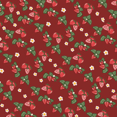 seamless pattern with hearts and strawberry