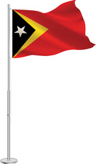 Isolated waving national flag of East Timor on flagpole