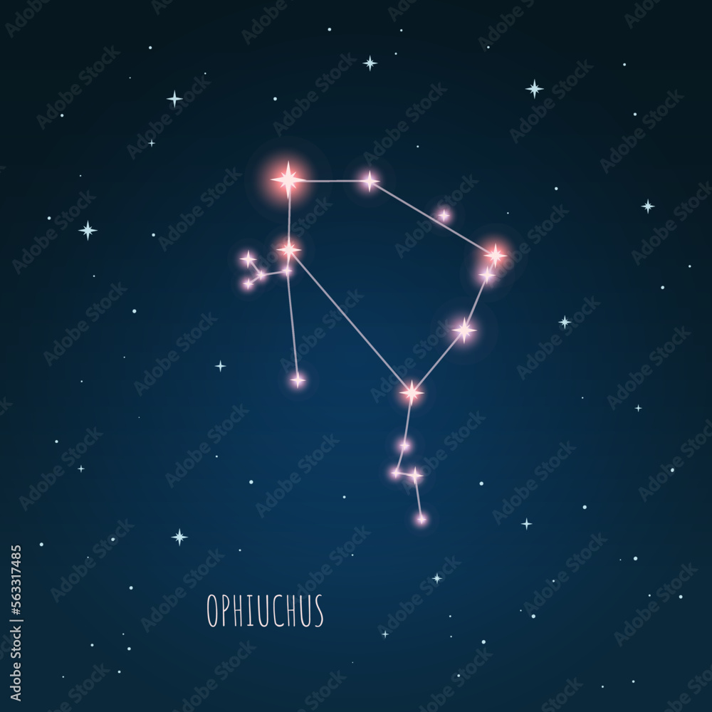 Canvas Prints constellation scheme in starry sky. open space. vector illustration ophiuchus constellation through 