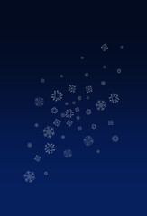 White Snowfall Vector Blue Background. Sky Snow